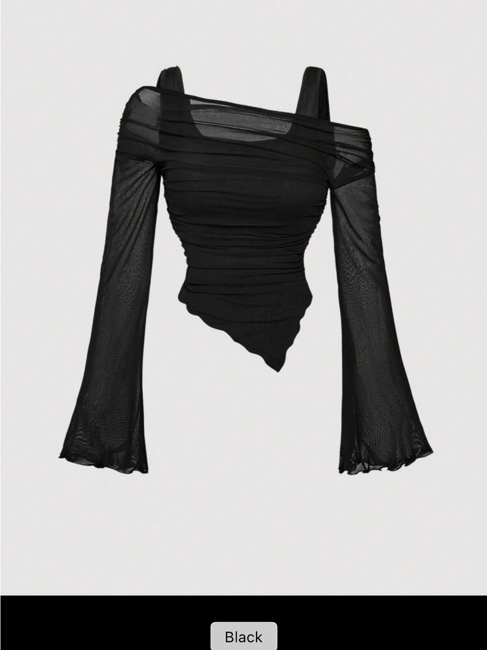 Sheer Black Ruched Off-Shoulder Top